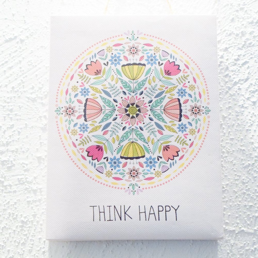 NEW Think Happy Small Hanging Canvas Wall Art